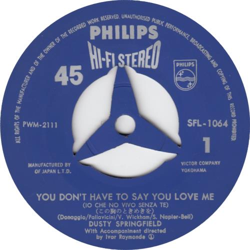 その他 LP Dusty Springfield You Dont Have To Say You Love SFL7310 PHILIPS Japan Vinyl /00260 Dusty Springfield You Don't Have To Say You Love Me Japanese